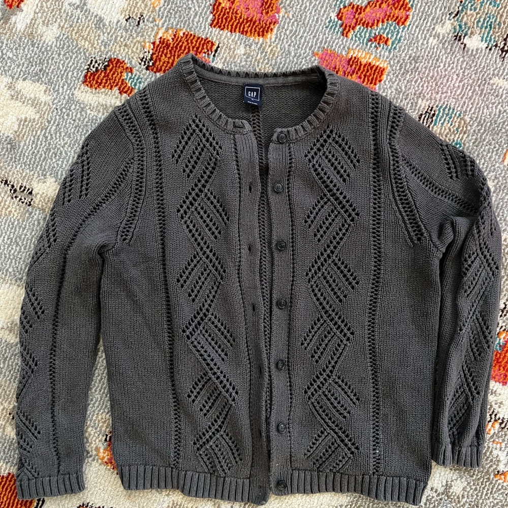 Gap dark gray cotton cardigan sweater